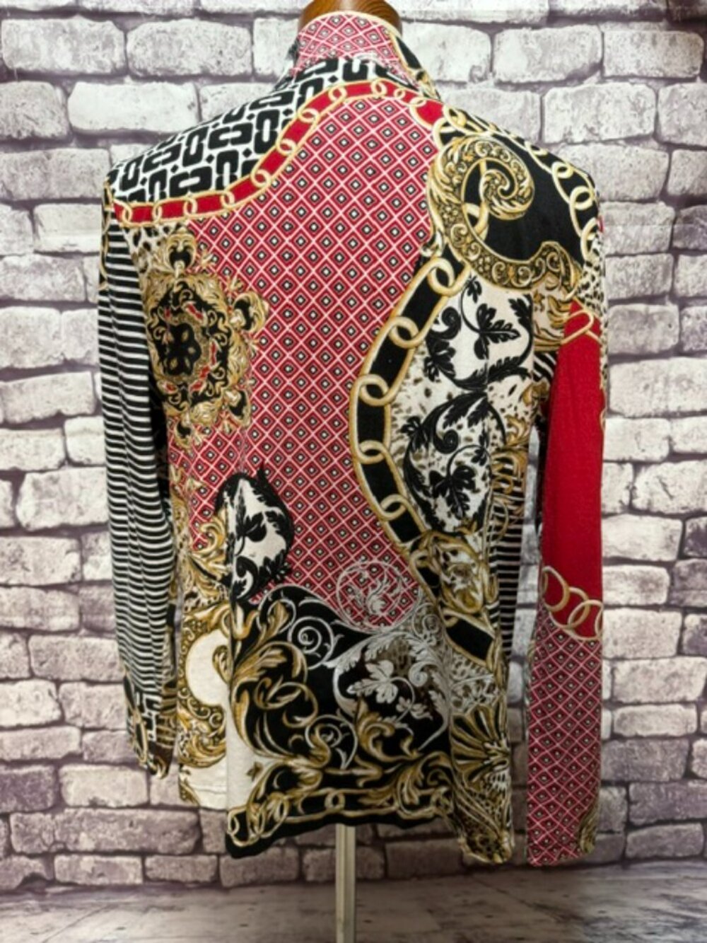 Chico's Black, White, Red & Brown Long Sleeve Jacket Size L - Picture 5 of 9